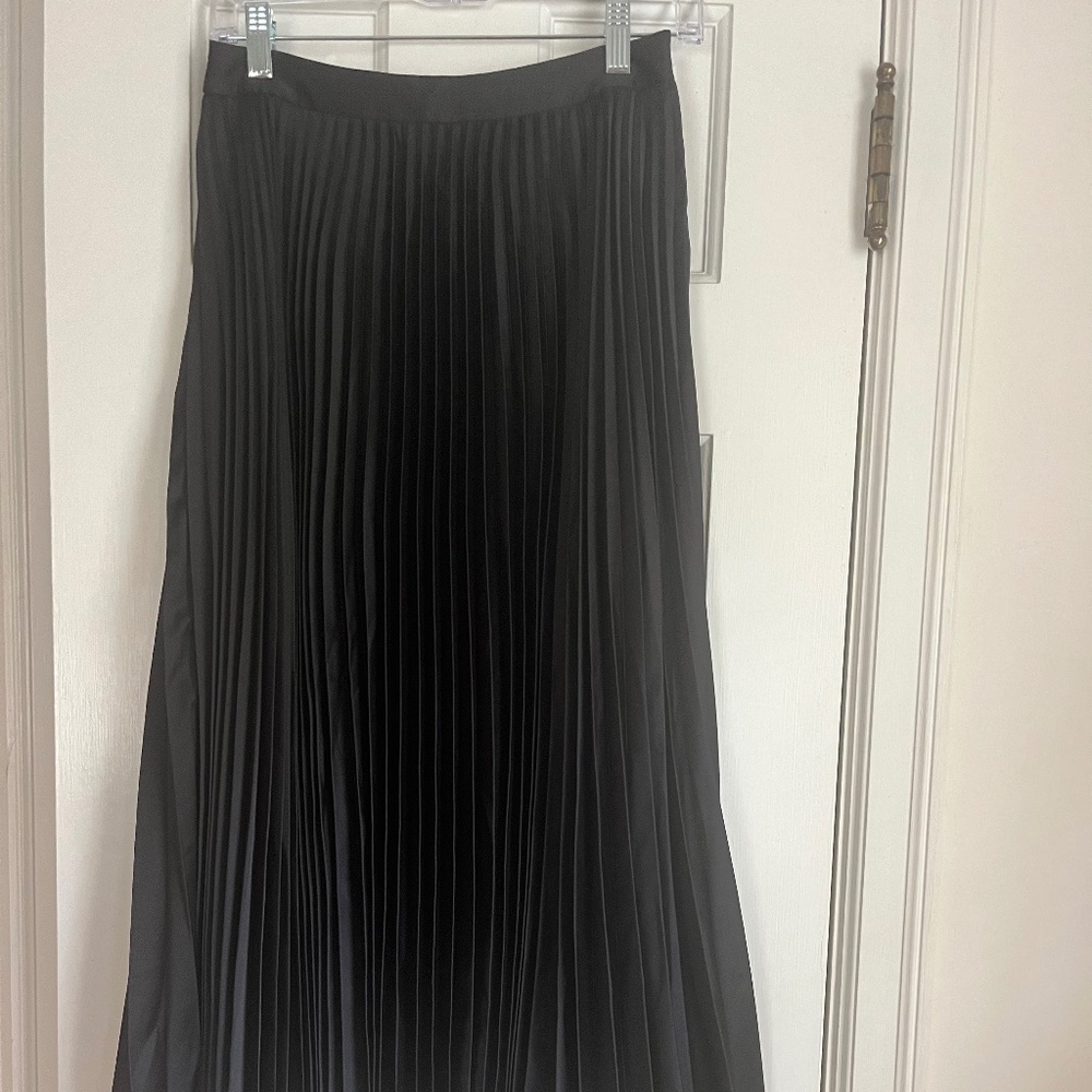 Black Pleated Long Skirt